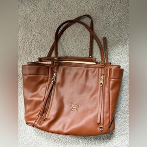 Brown vegan Leather diaper Bag